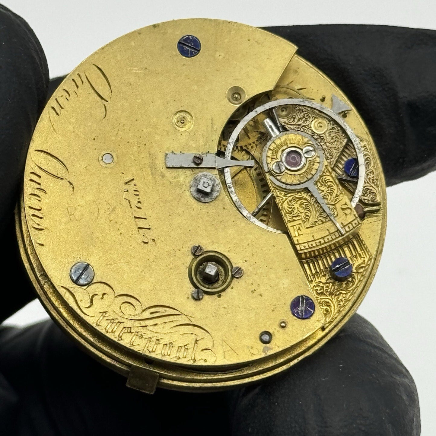38.3mm Owen Liverpool Quality Fusee Pocket Watch Movement FOR PARTS Restore