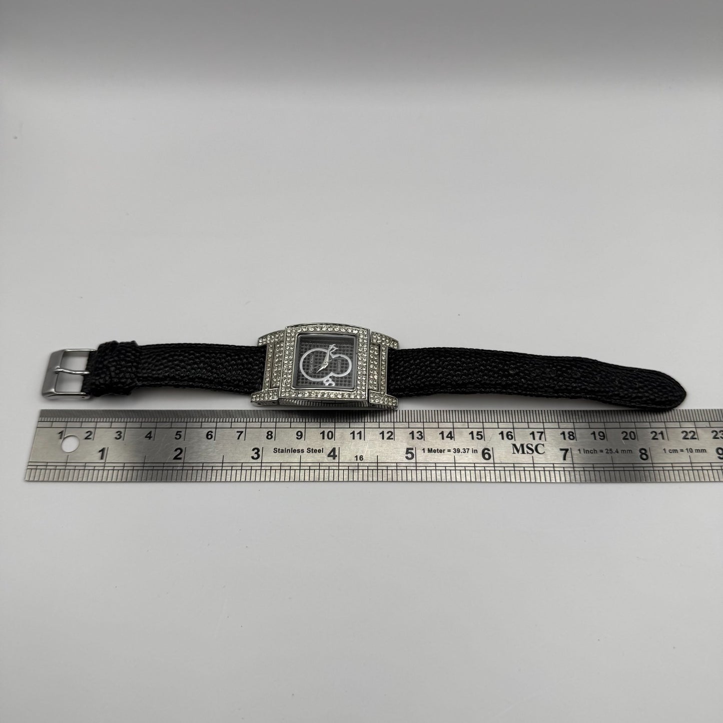 Ralph Klein CNL Ladies Quartz Watch Black Dial Crystal Bezel Working 29mm