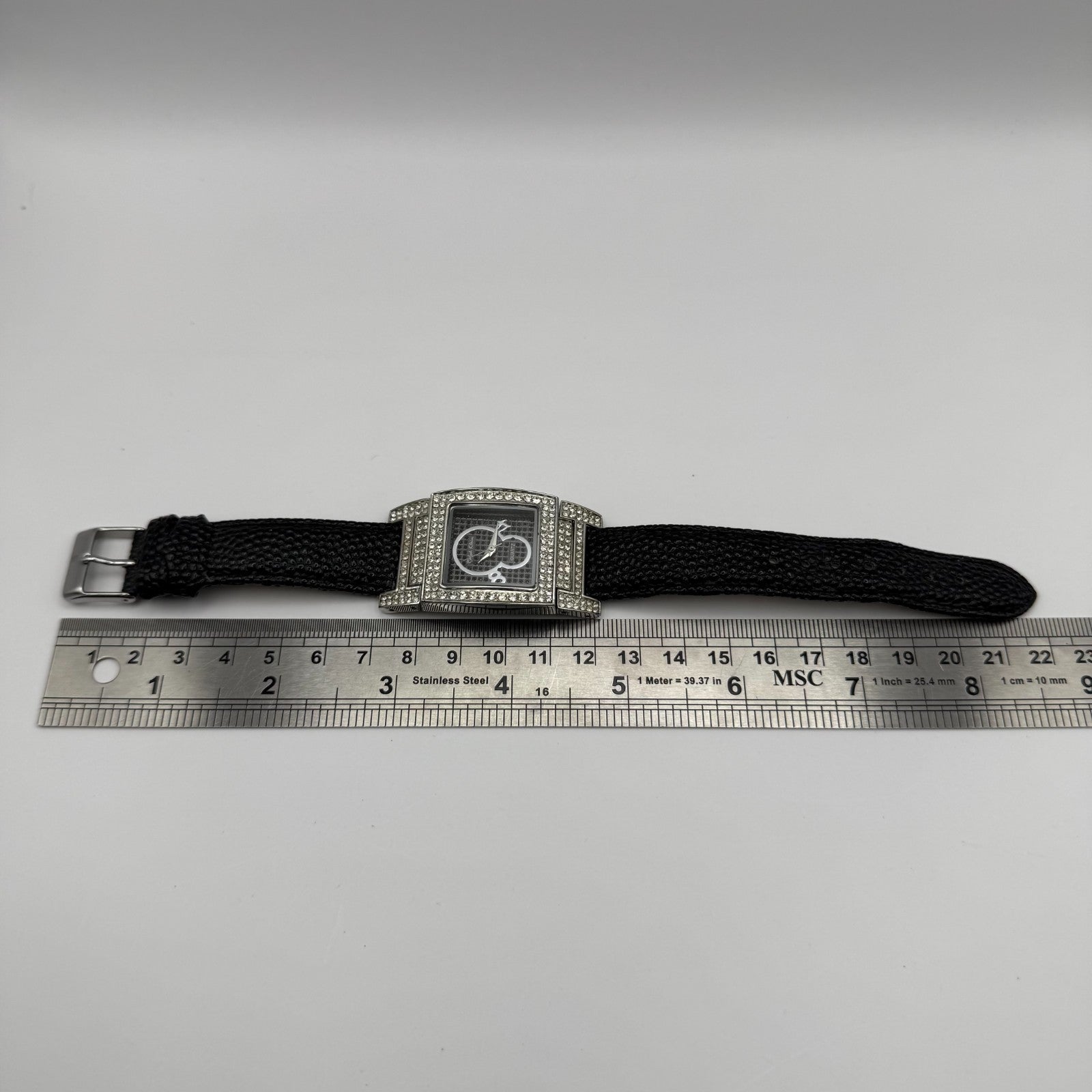 Ralph Klein CNL Ladies Quartz Watch Black Dial Crystal Bezel Working 29mm