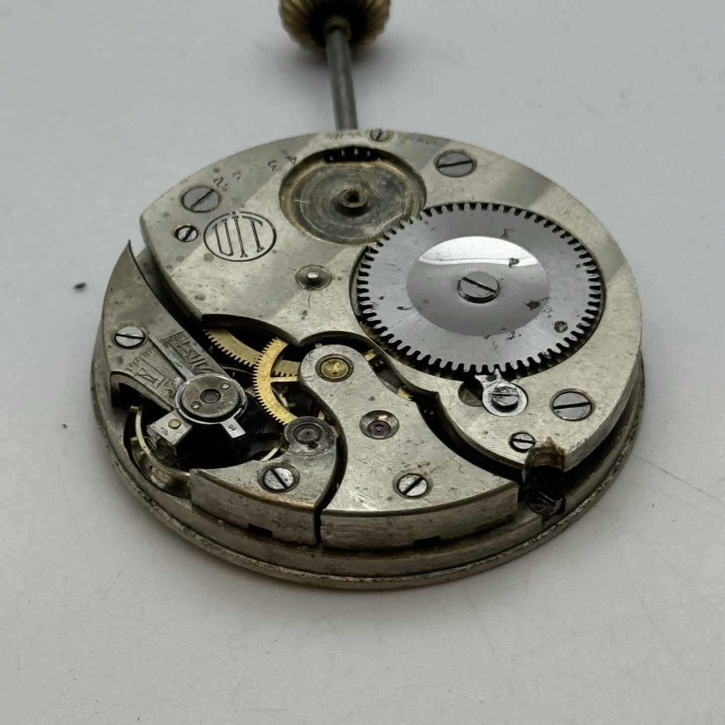 41.3mm Manual Wind UIT Top Wind Pocket Watch Movement Balance Damaged FOR PARTS