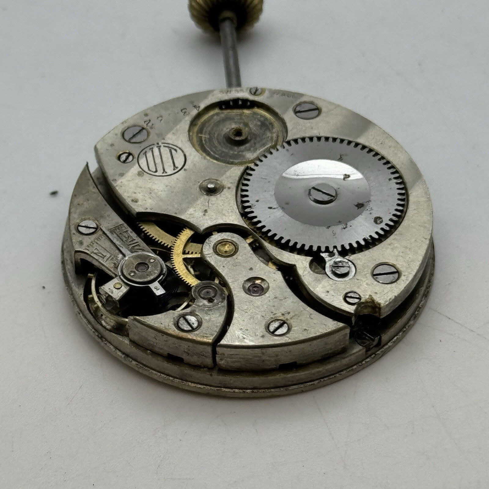 41.3mm Manual Wind UIT Top Wind Pocket Watch Movement Balance Damaged FOR PARTS