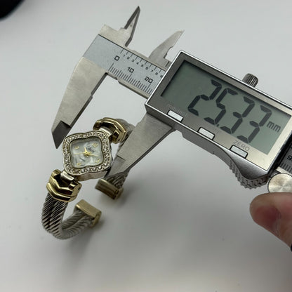 25mm Working Ladies Collezie Jewelled Two Tone Bangle Quartz Watch 5.5 Inches