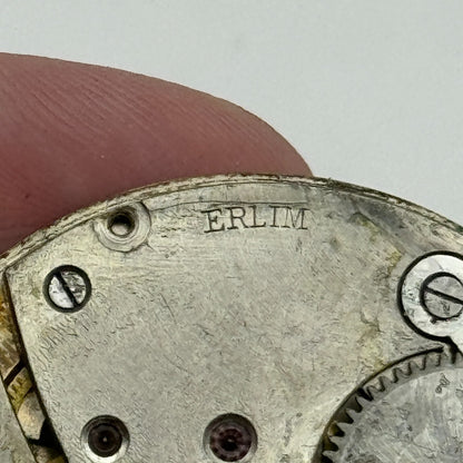 42.9mm Vintage Erlim Swiss Open Face Pocket Watch Movement PARTS REPAIR SPARES