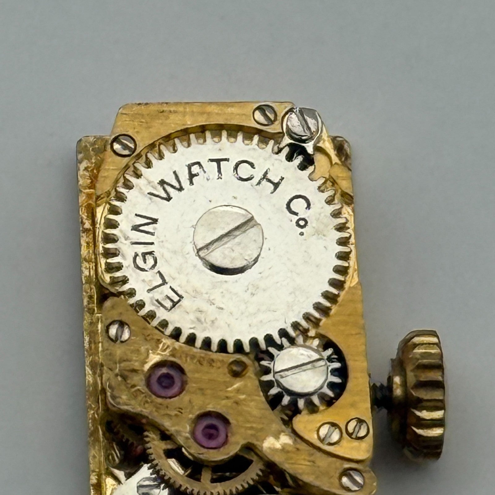 FHF 59-21 Elgin Baguette Watch Movement Manual Wind Vintage Parts Repair 8.8mm