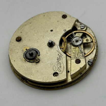 45.5mm Antique Unidentified Key Wound Pocket Watch Movement PARTS REPAIR SPARES