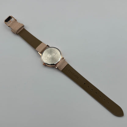 Guy Laroche Ladies Quartz Watch Rose Gold Tone Beige Strap Working 31mm