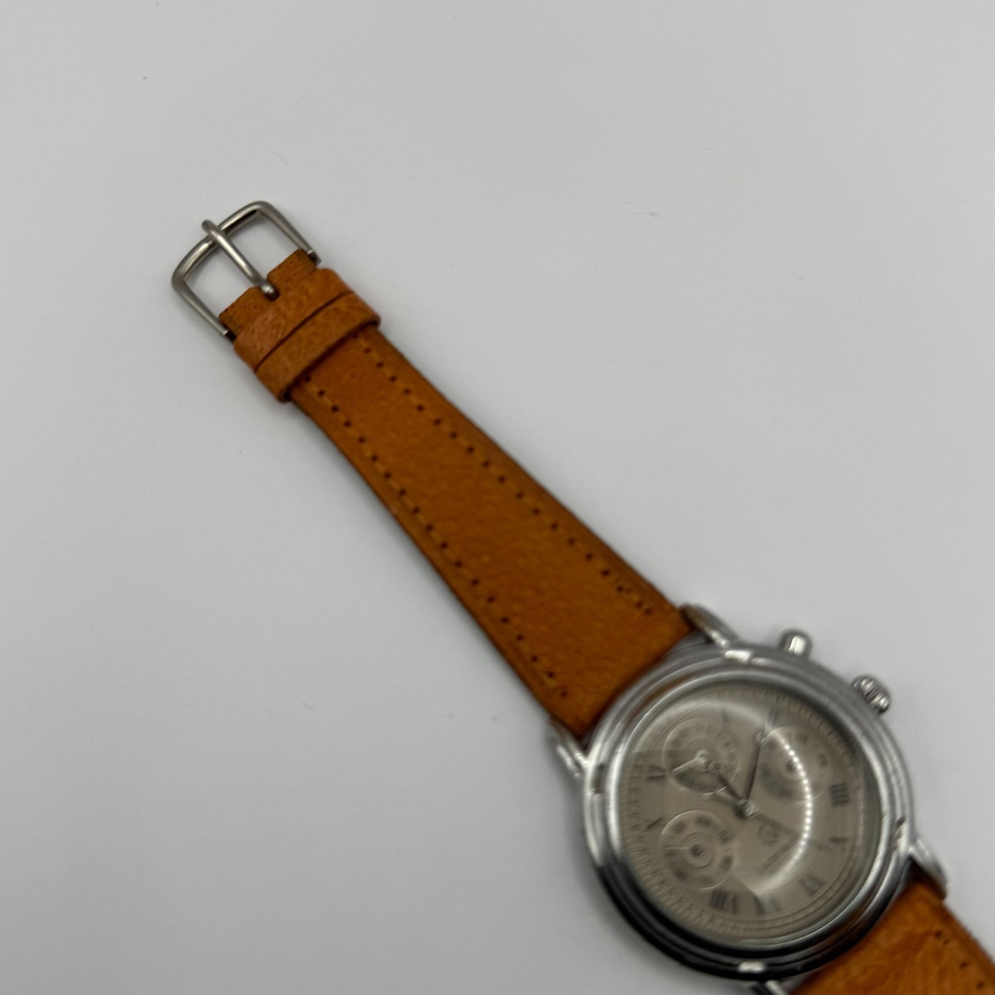 Claude Valentini Series 3000 Men's Quartz Watch Tan Leather Strap Working 36mm