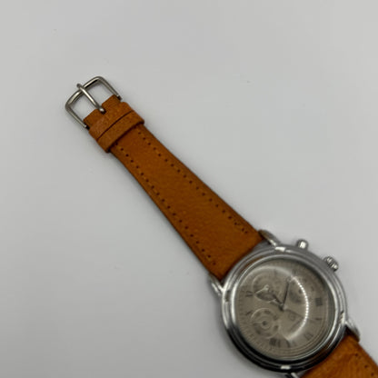 Claude Valentini Series 3000 Men's Quartz Watch Tan Leather Strap Working 36mm