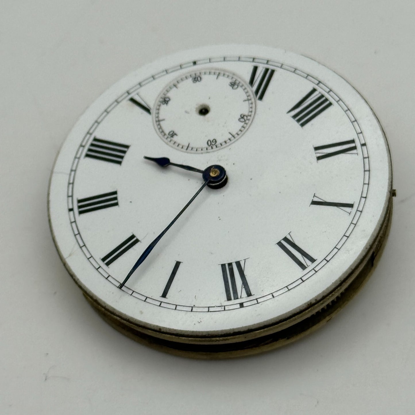 42.7mm Antique Key Wound Balance Intact Pocket Watch Movement Dial Hands PARTS