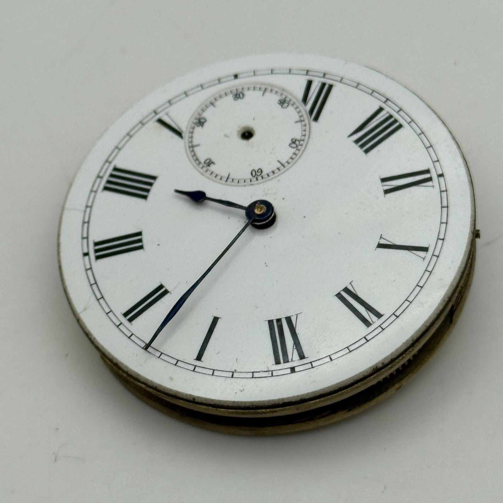 42.7mm Antique Key Wound Balance Intact Pocket Watch Movement Dial Hands PARTS