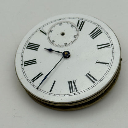 42.7mm Antique Key Wound Balance Intact Pocket Watch Movement Dial Hands PARTS