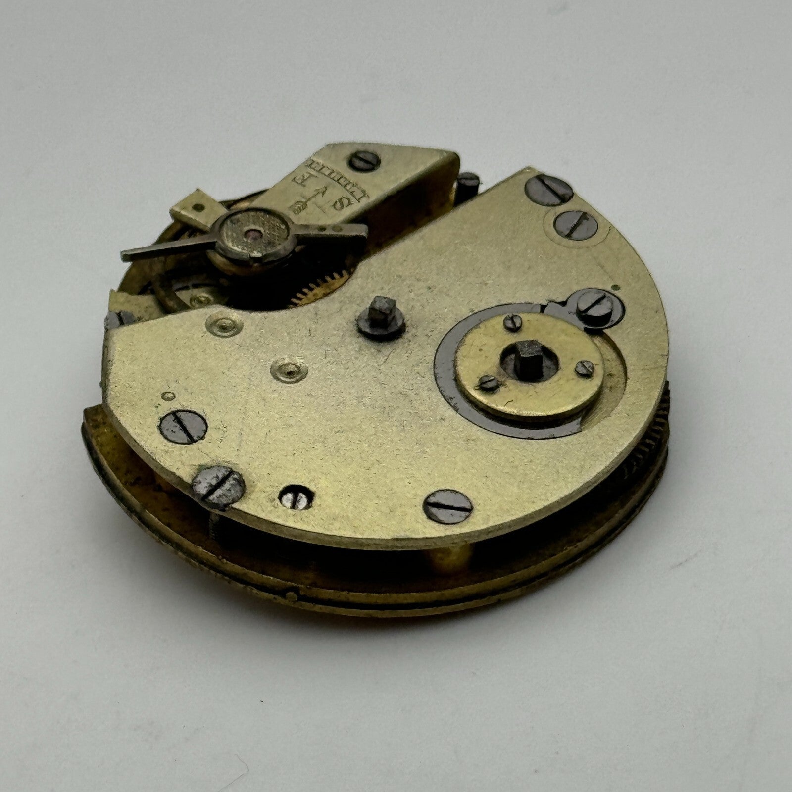 35.4mm Antique Unidentified Key Wound Pocket Watch Movement PARTS REPAIR SPARES
