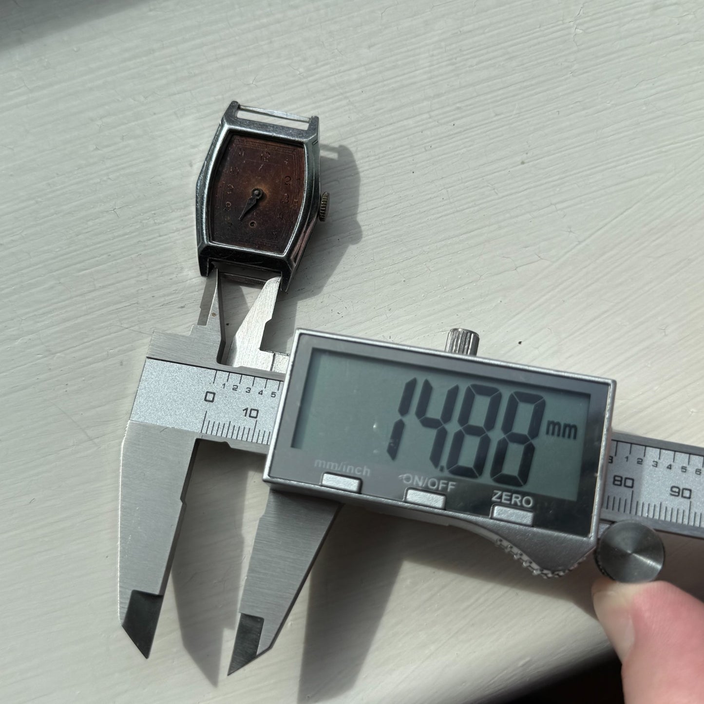 25mm Ladies Vintage Brown Patina Tonneau Dial Manual Wind Watch PARTS REPAIR