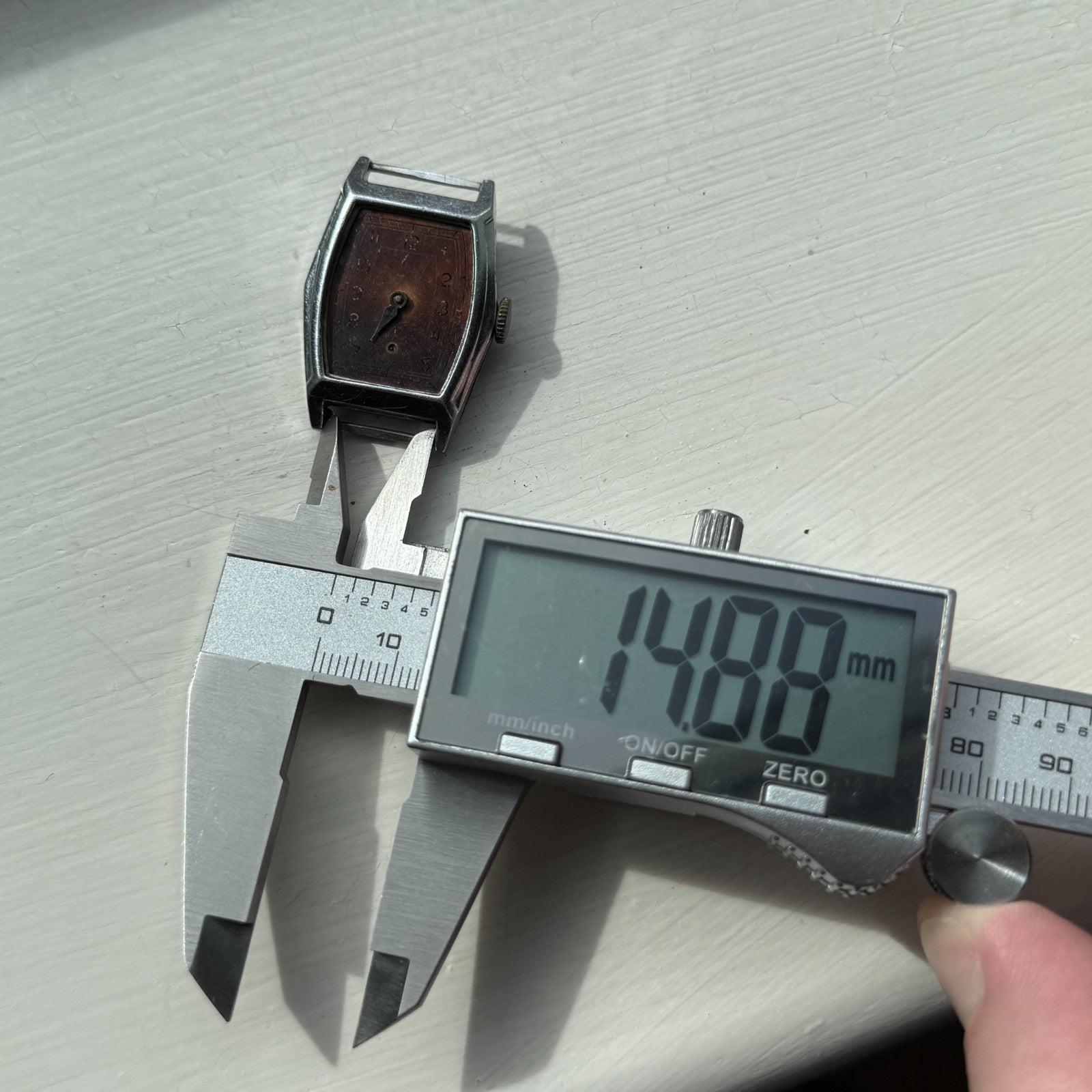 25mm Ladies Vintage Brown Patina Tonneau Dial Manual Wind Watch PARTS REPAIR