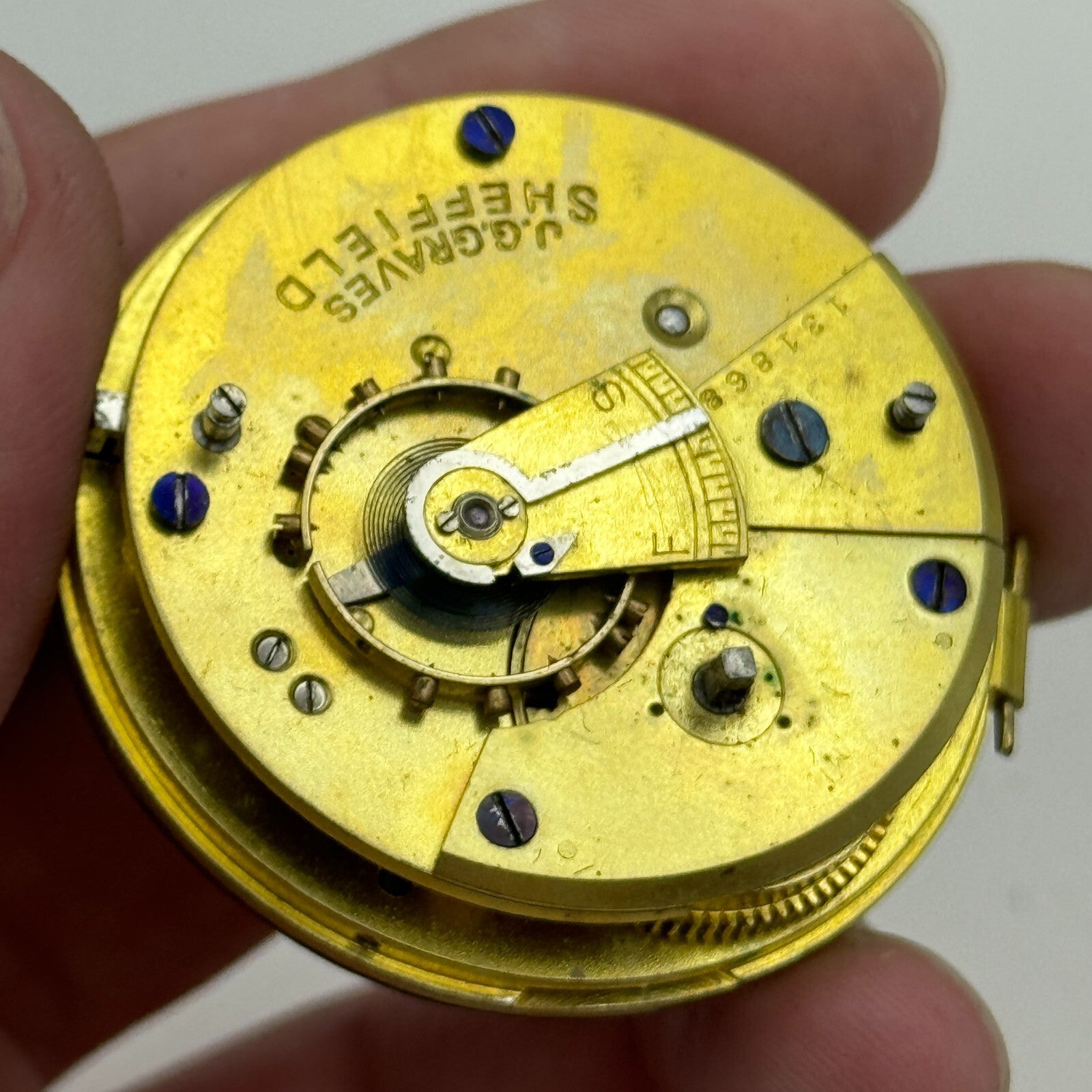 44.9mm Antique J G Graves Sheffield English Express Lever Pocket Watch Movement