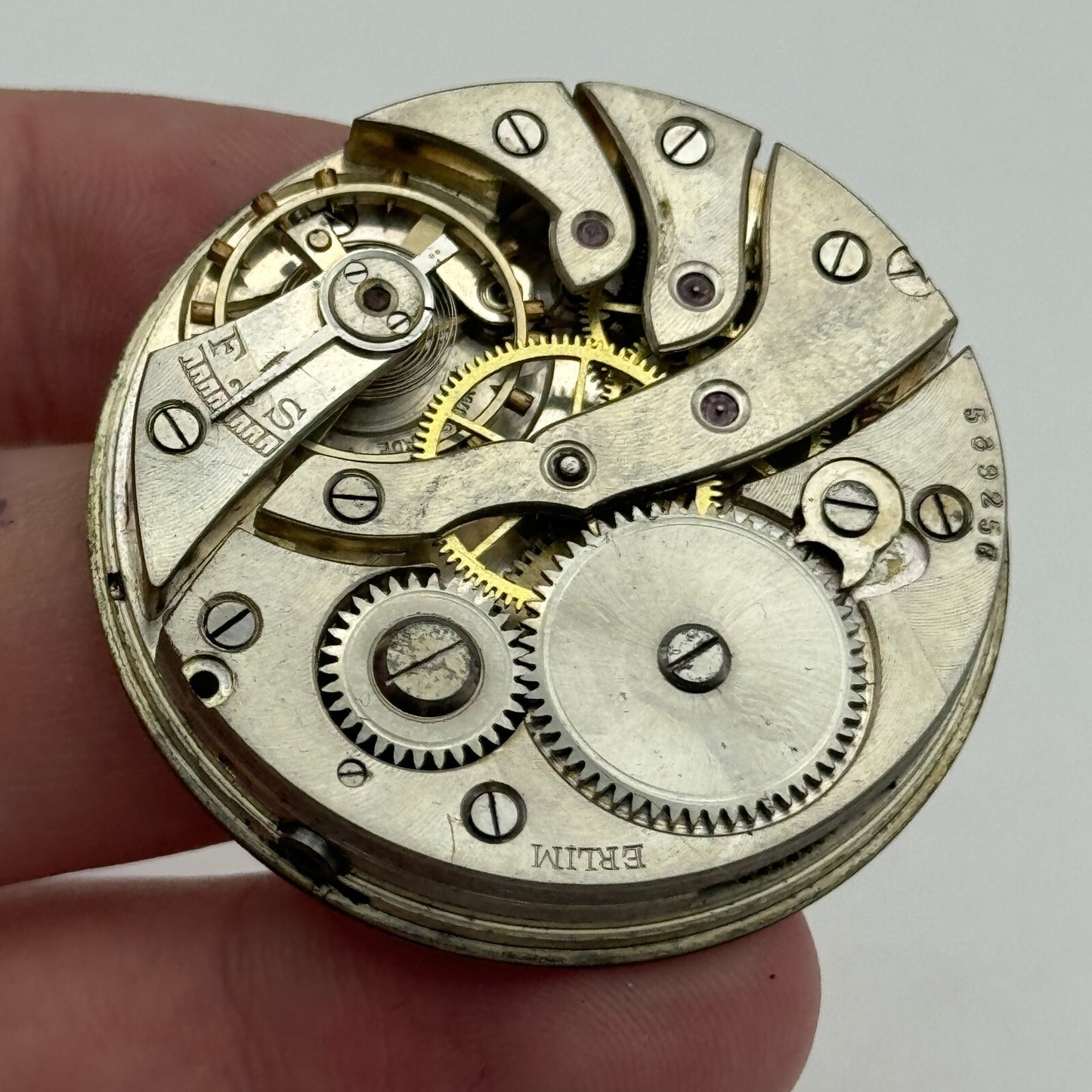42.9mm Vintage Open Face Erlim Swiss Balance Ok Pocket Watch Movement PARTS