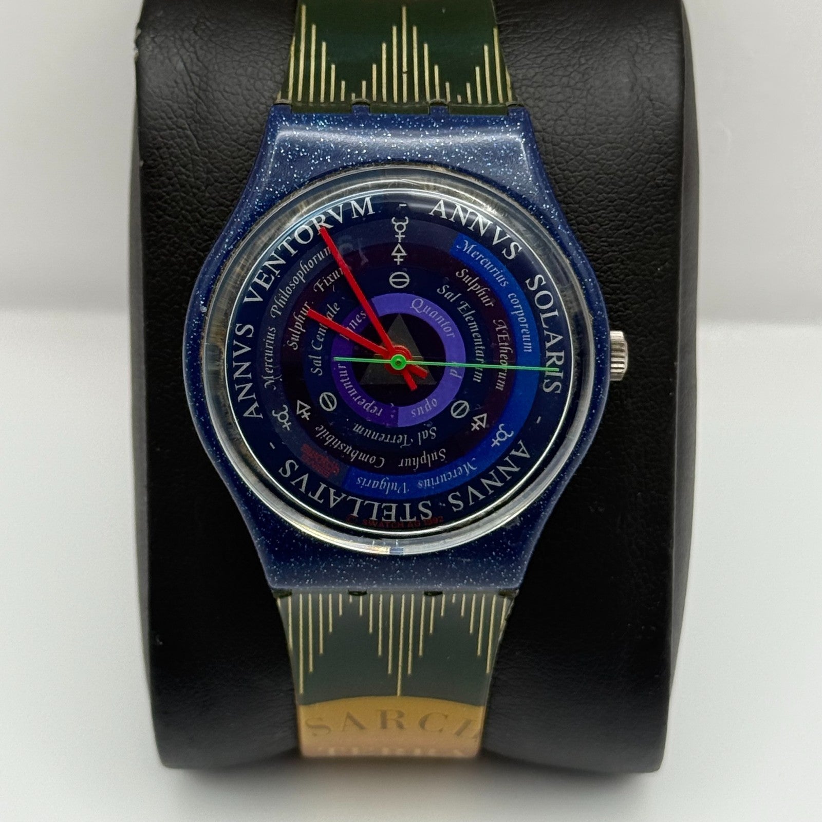 1992 Swatch Gent GN131 Tarot Colorful Strap Quartz Watch Swiss + Box 33mm