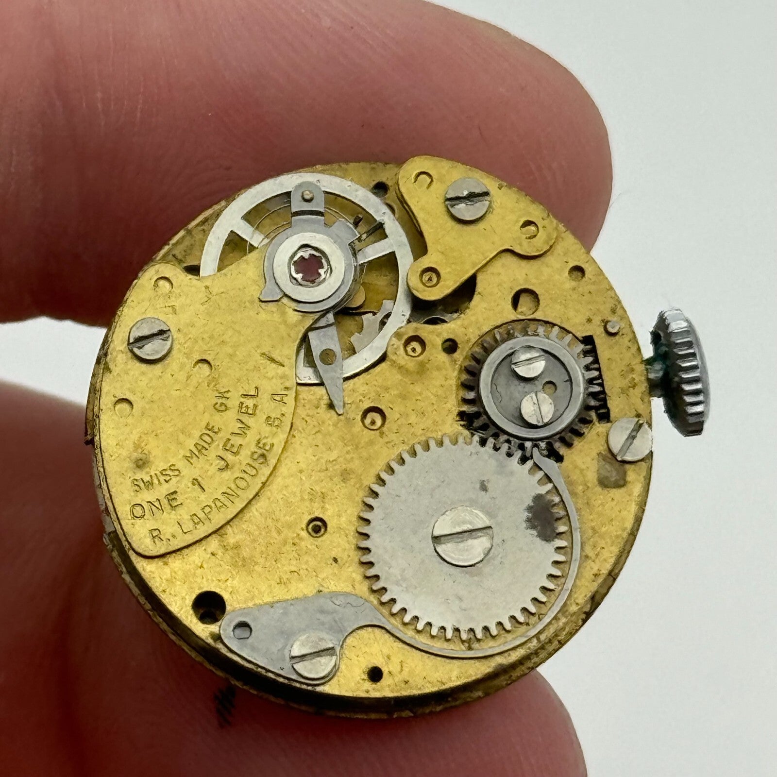 24.2mm R Lapanouse S.A. 1 Jewel Manual Wind Swiss Watch Movement Vintage PARTS