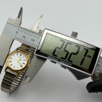 Citizen Ladies Quartz Watch White Dial Two Tone Stretch Band Japan Working 23mm