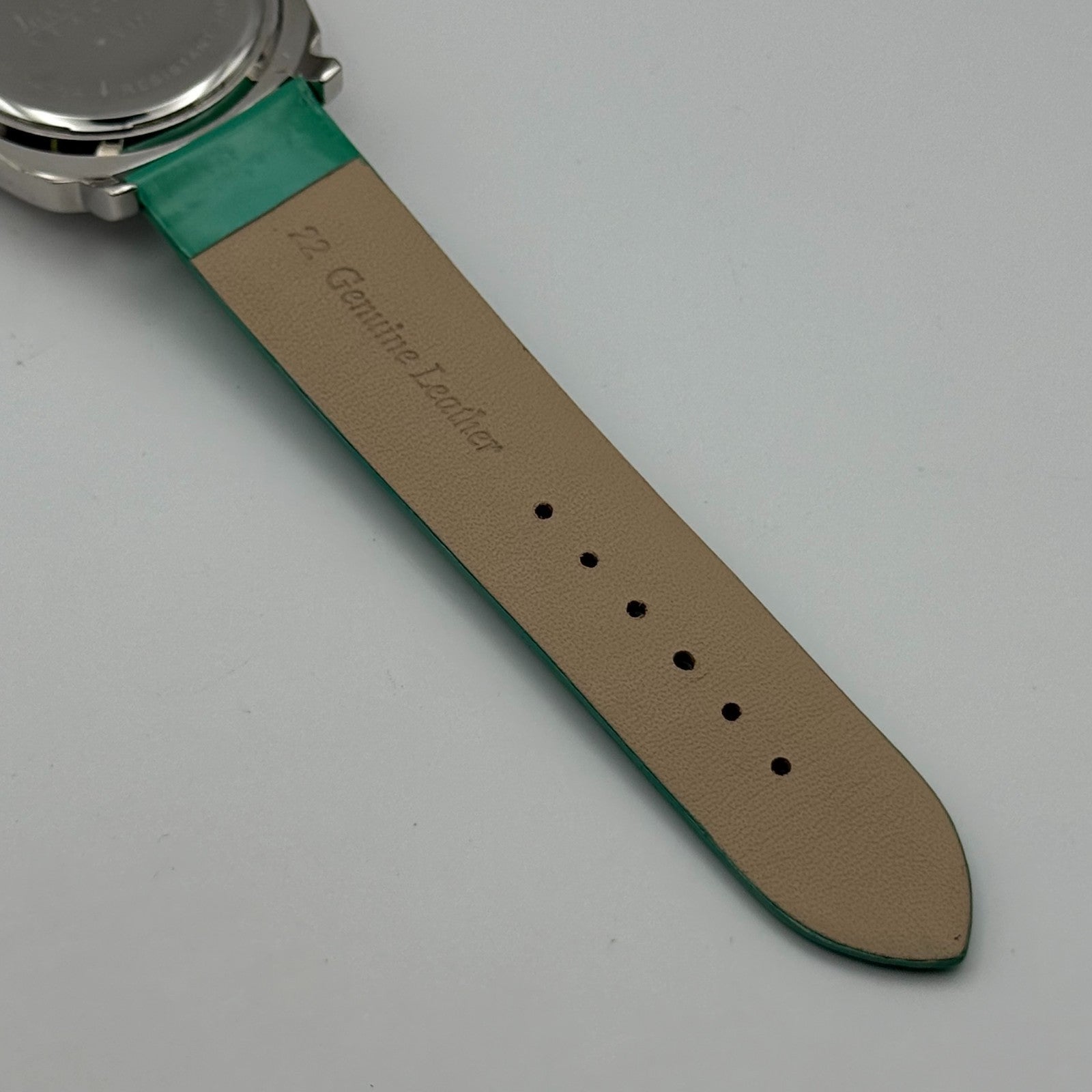 Joan Rivers Classics Mens Quartz Watch Green Leather Strap Japan Working 40mm