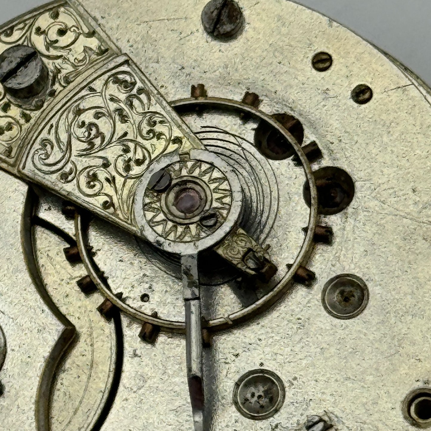 45.7mm Antique H Samuel Fleurier Key Wound Pocket Watch Movement PARTS REPAIR