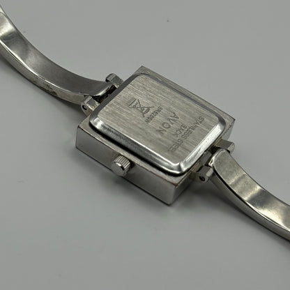 Avon Ladies Quartz Watch Square White Dial Silver Tone Bracelet Working 21mm