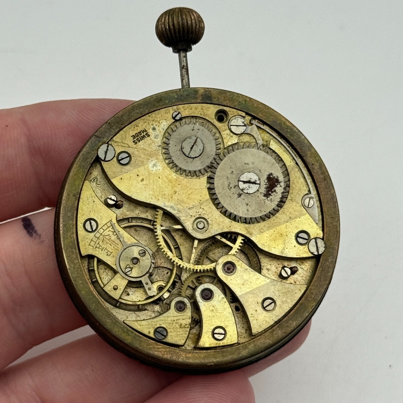 46.1mm Open Face Swiss Balance Ok Pocket Watch Movement PARTS REPAIR