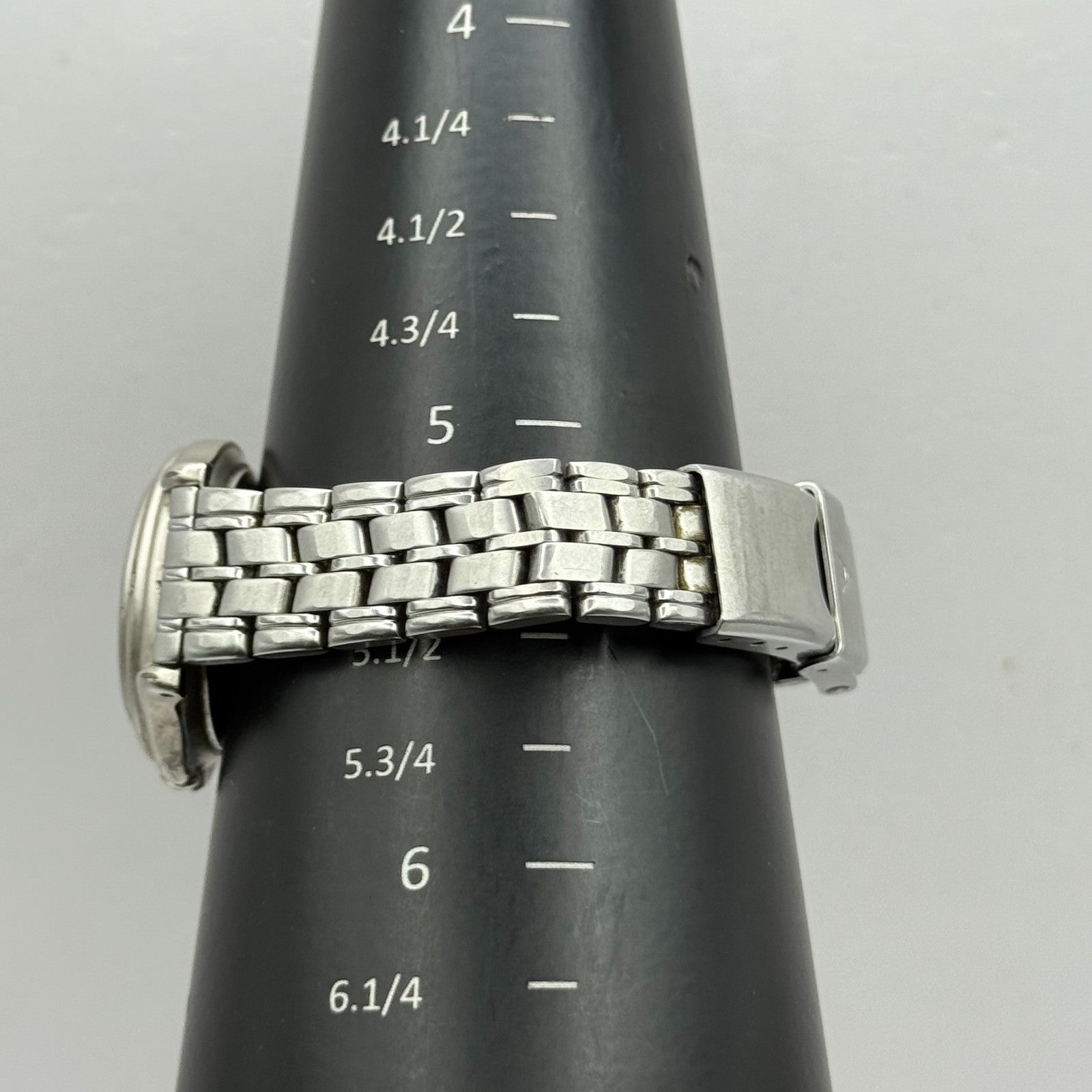 Accurist Ladies Quartz Watch Black Dial Silver Tone Bracelet Japan Working 27mm