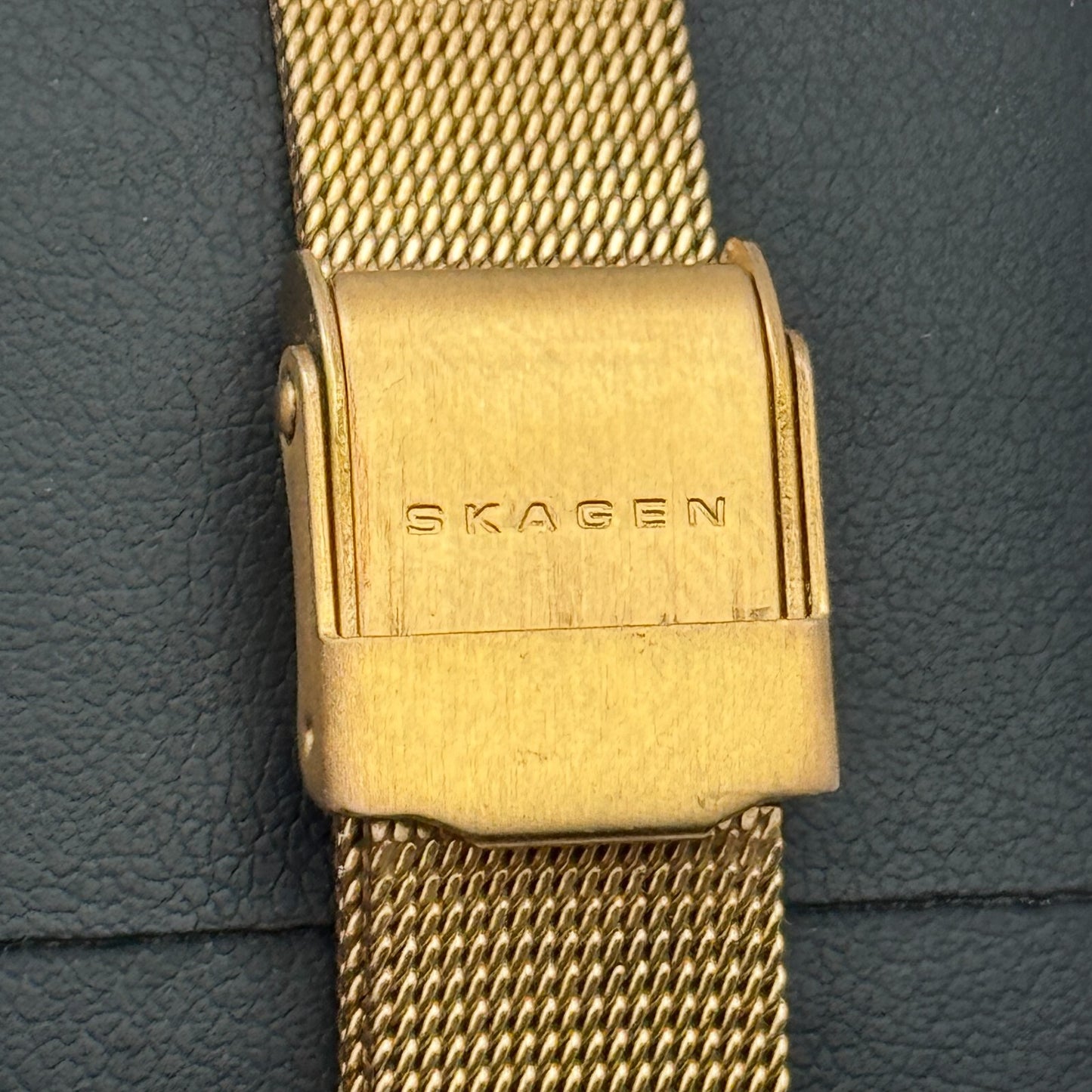 28mm Working Skagen Denmark 804SRR Steel Rose Gold Tone MOP Quartz Watch 8 Inch
