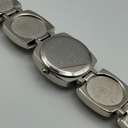 Avon Ladies Quartz Watch Silver Dial Squared Shape Bracelet Japan Working 25mm