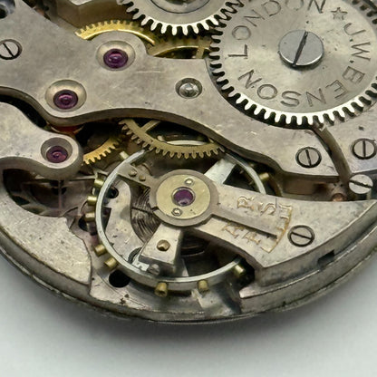 J W Benson Trench 15 Jewels Watch Movement Manual Wind Vintage Parts 27.1mm