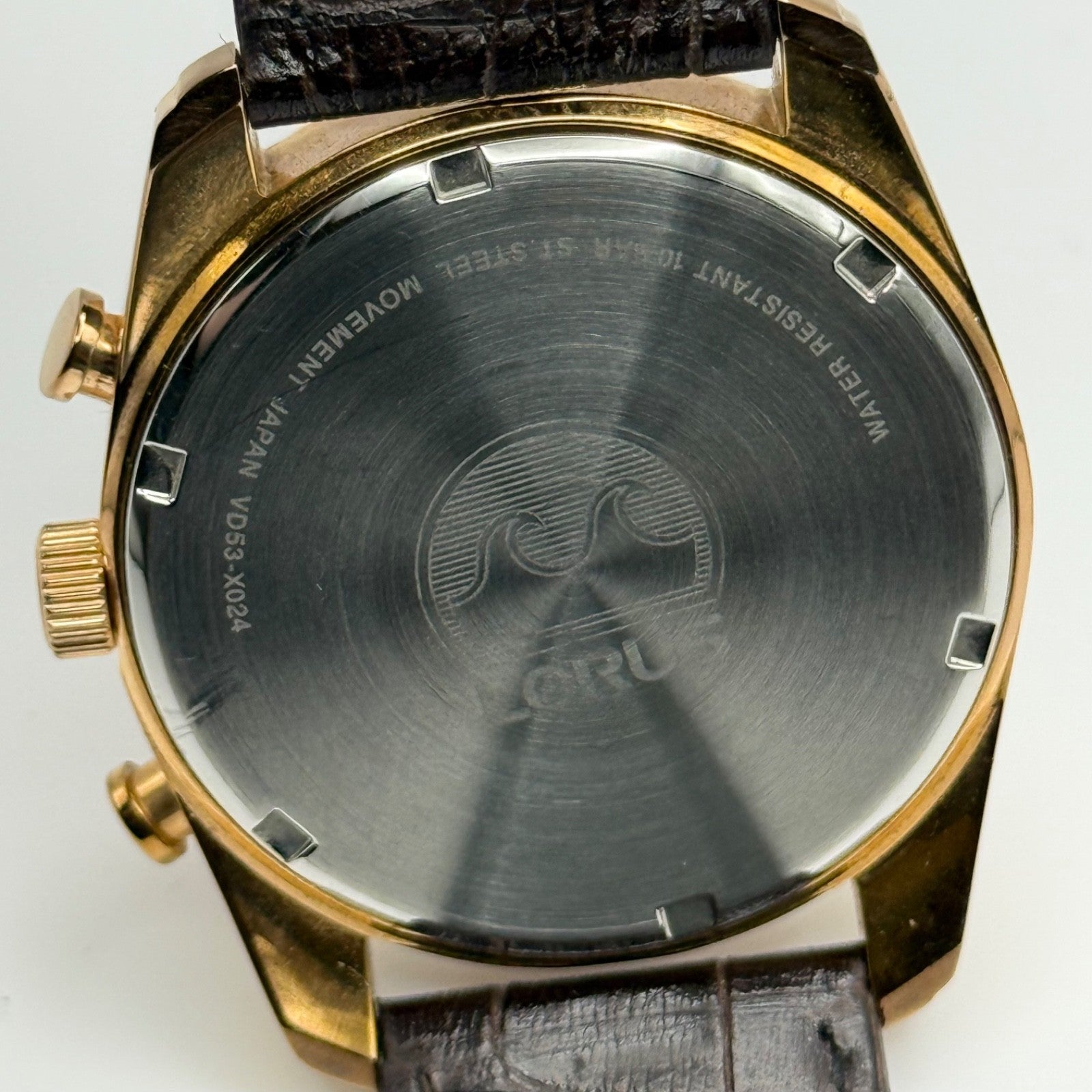 Lorus Chronograph Mens Watch 100M Quartz VD53-X024 Leather Strap 43mm Japan