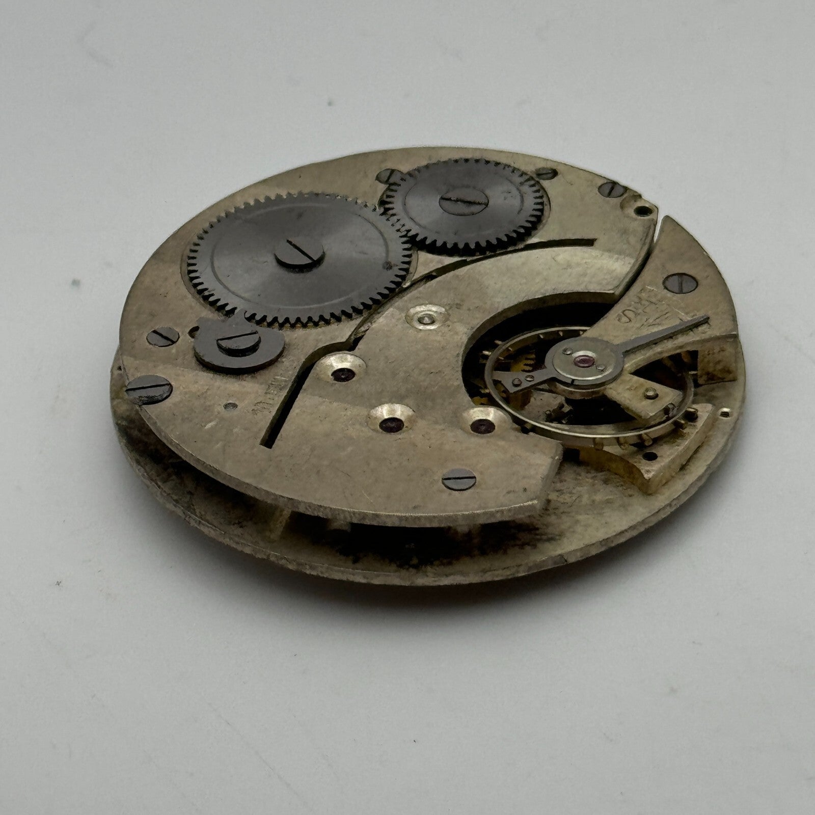 41.5mm 10 Jewels Unidentified Interesting Vintage Pocket Watch Movement PARTS