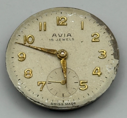 Avia AS 1123 1124 Watch Movement Manual Wind Vintage Swiss Parts Repair 23.5mm