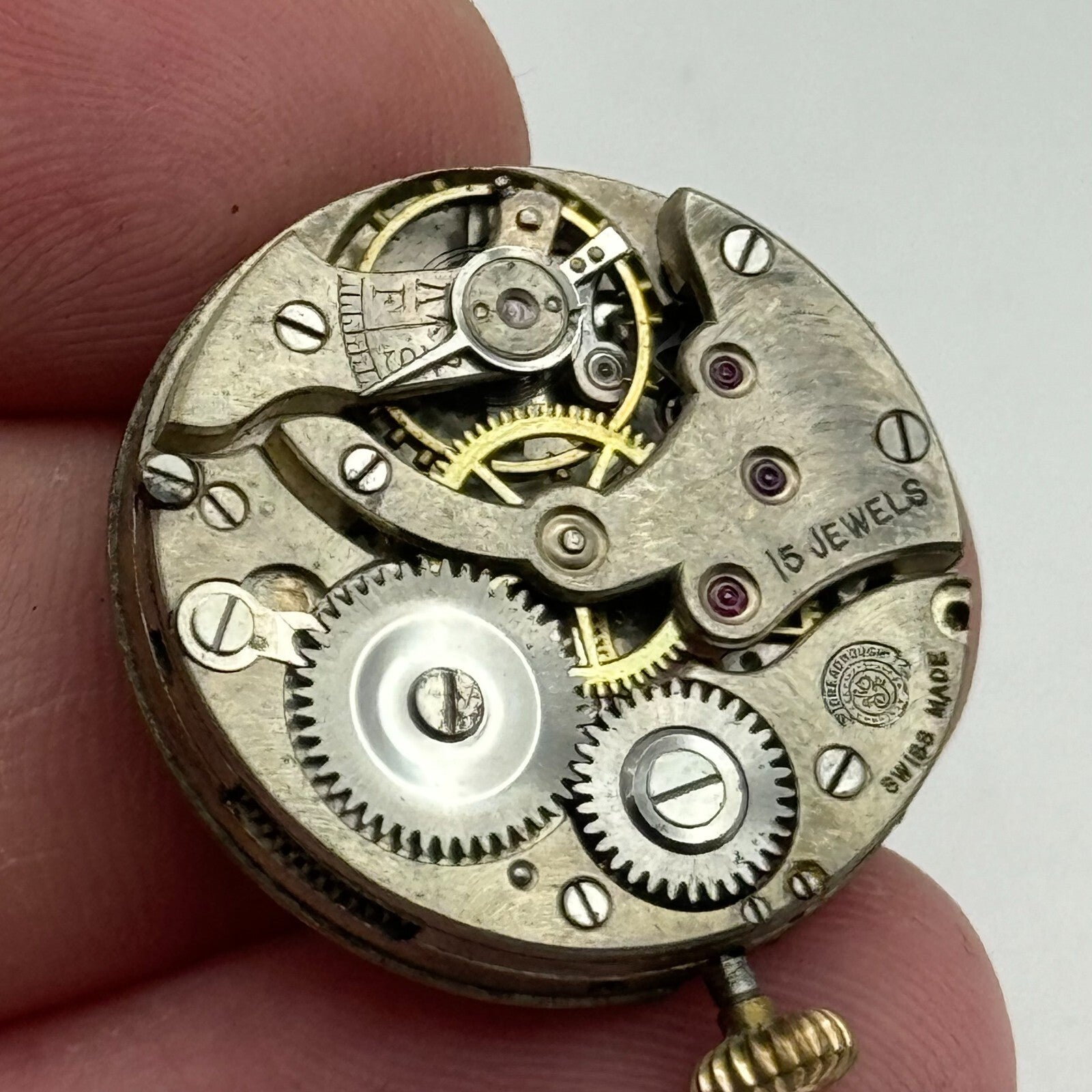 25mm Dreadnought Balance Ok Trench Watch Movement 15 Jewels Vintage Swiss PARTS