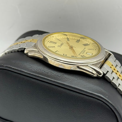 Battic Maruman Unisex Quartz Watch Two Tone Date Dial Gold Silver Working 33mm