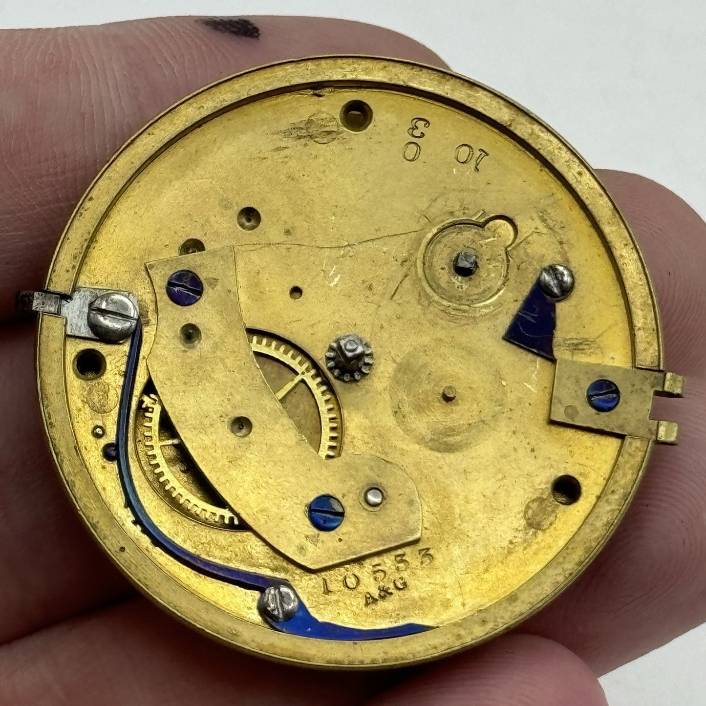39.2mm Antique G P Perks King Williams Town Fusee Pocket Watch Movement PARTS