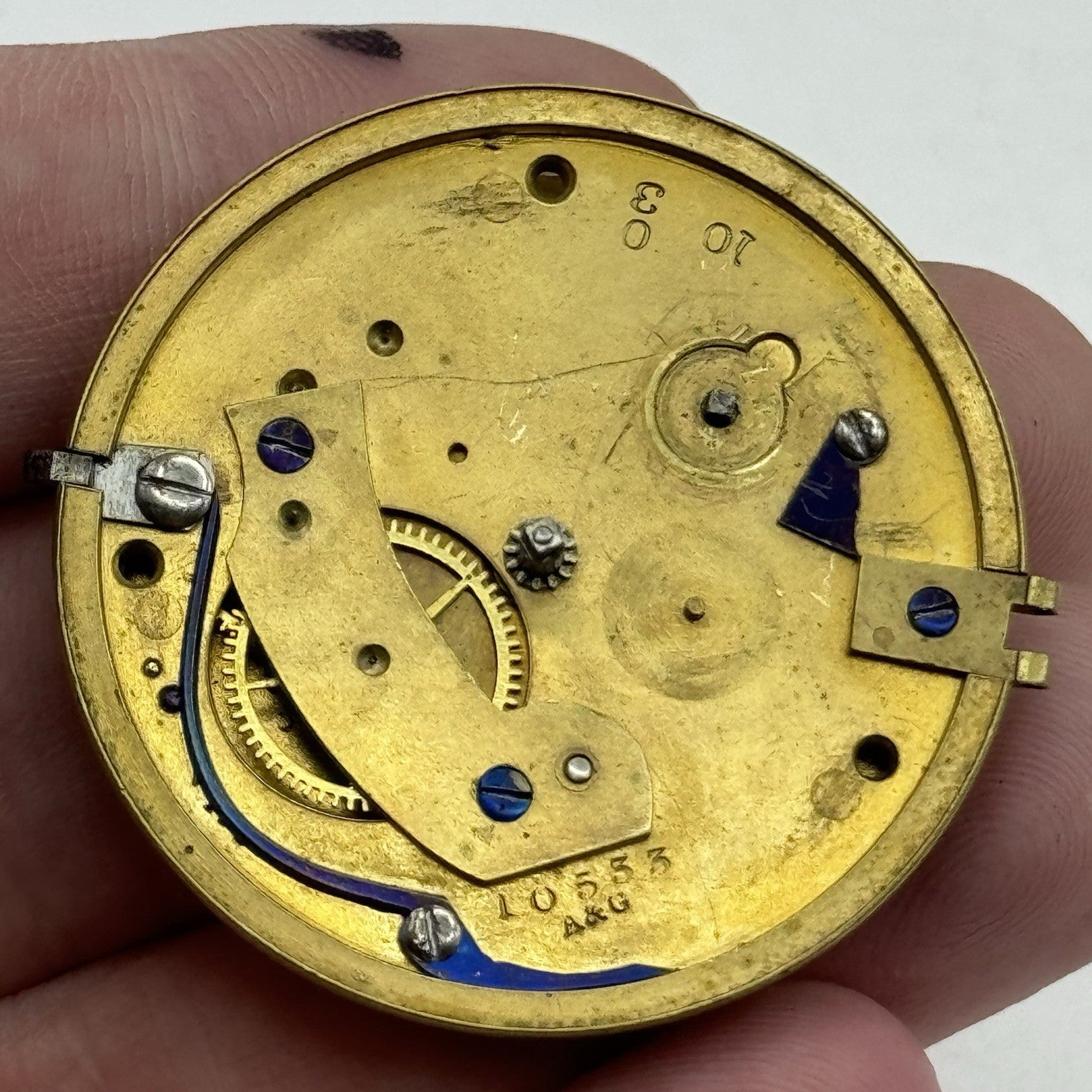 39.2mm Antique G P Perks King Williams Town Fusee Pocket Watch Movement PARTS