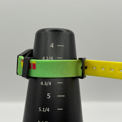 Tikkers Unisex Kids Quartz Watch Colorful Dial Green Yellow Strap Working 24mm