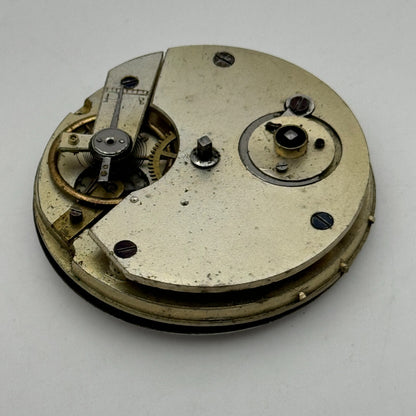 41.1mm J H Stanley Deptford Balance Intact Key Wound Pocket Watch Movement PARTS