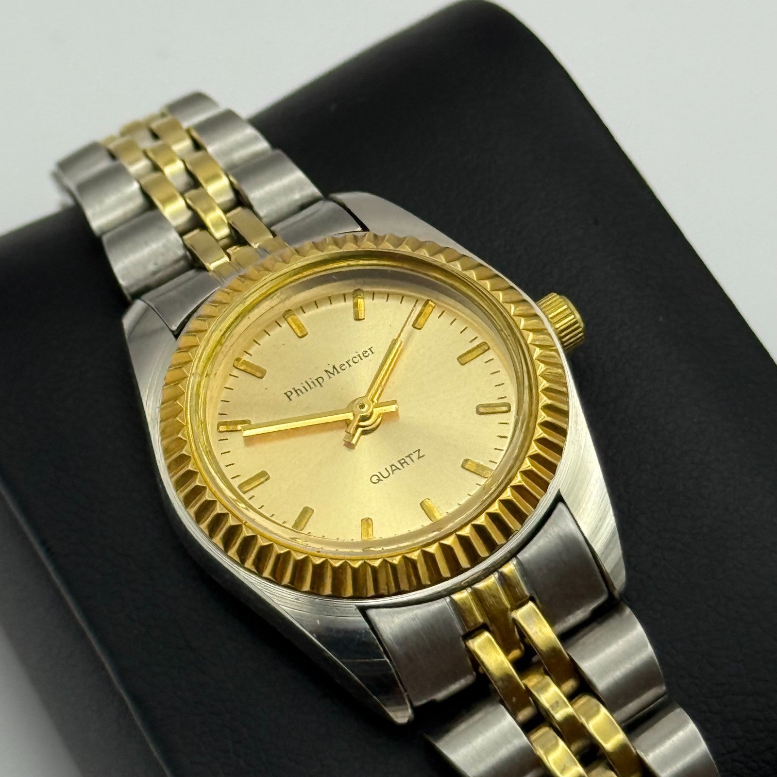 24mm Working Ladies Philip Mercier L123L Two Tone Quartz Watch 6.75 Inches