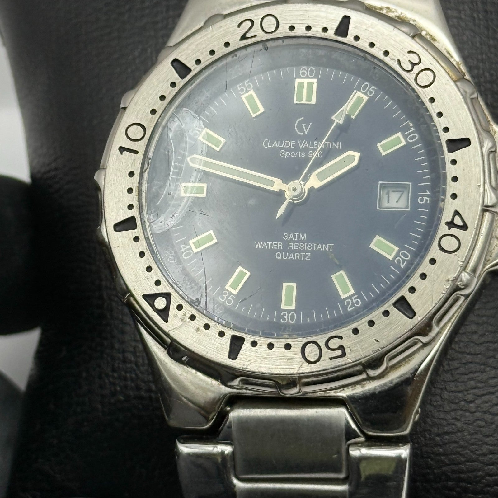 Claude Valentini Sports 900 Men’s Quartz Watch Date Steel Bracelet Working 39mm