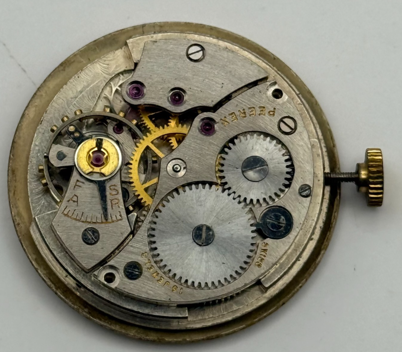 Peerex 15 Jewels Watch Movement Running Manual Wind Vintage Parts Repair 25.8mm