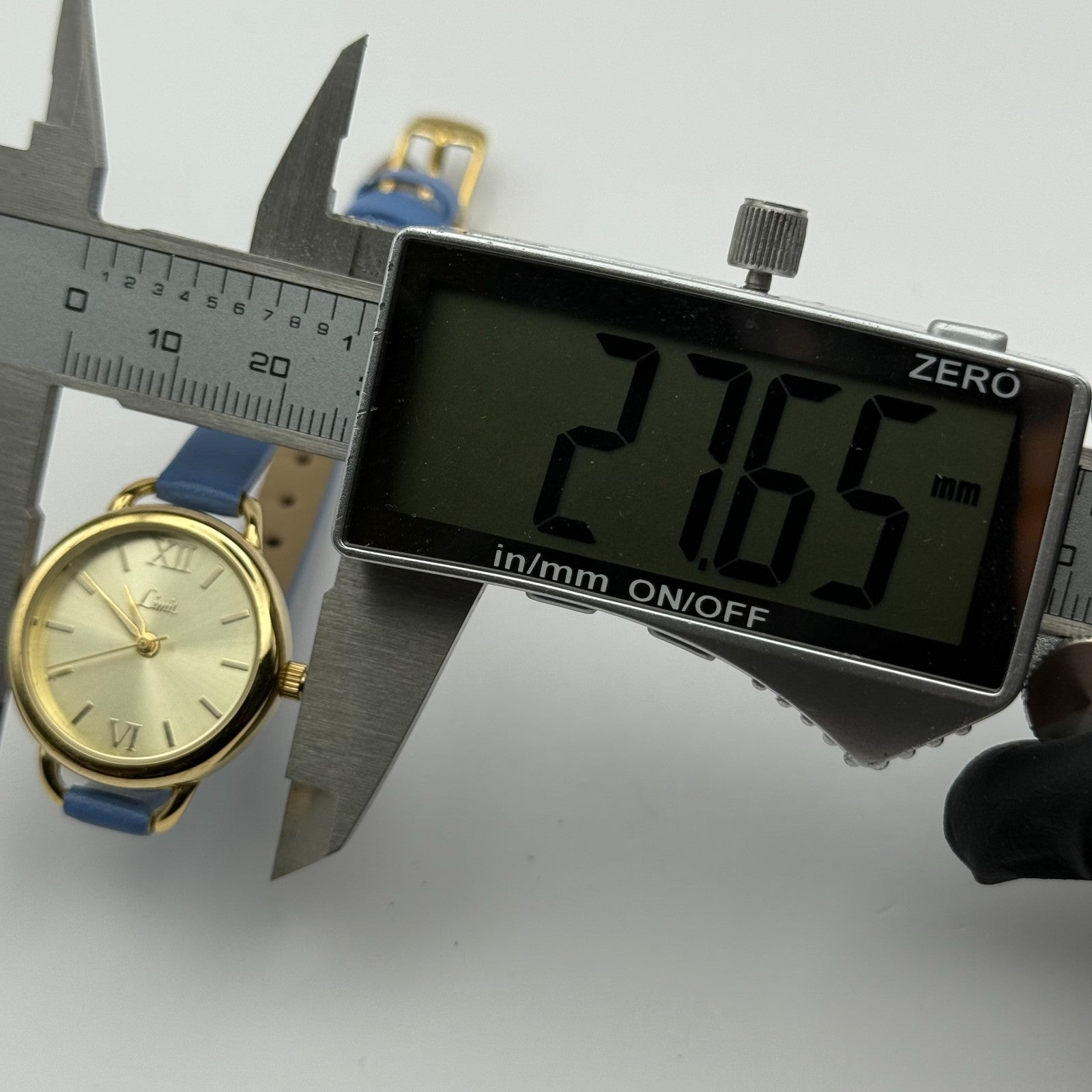 Limit Ladies Quartz Watch Gold Tone Blue Strap Working 25mm New Battery