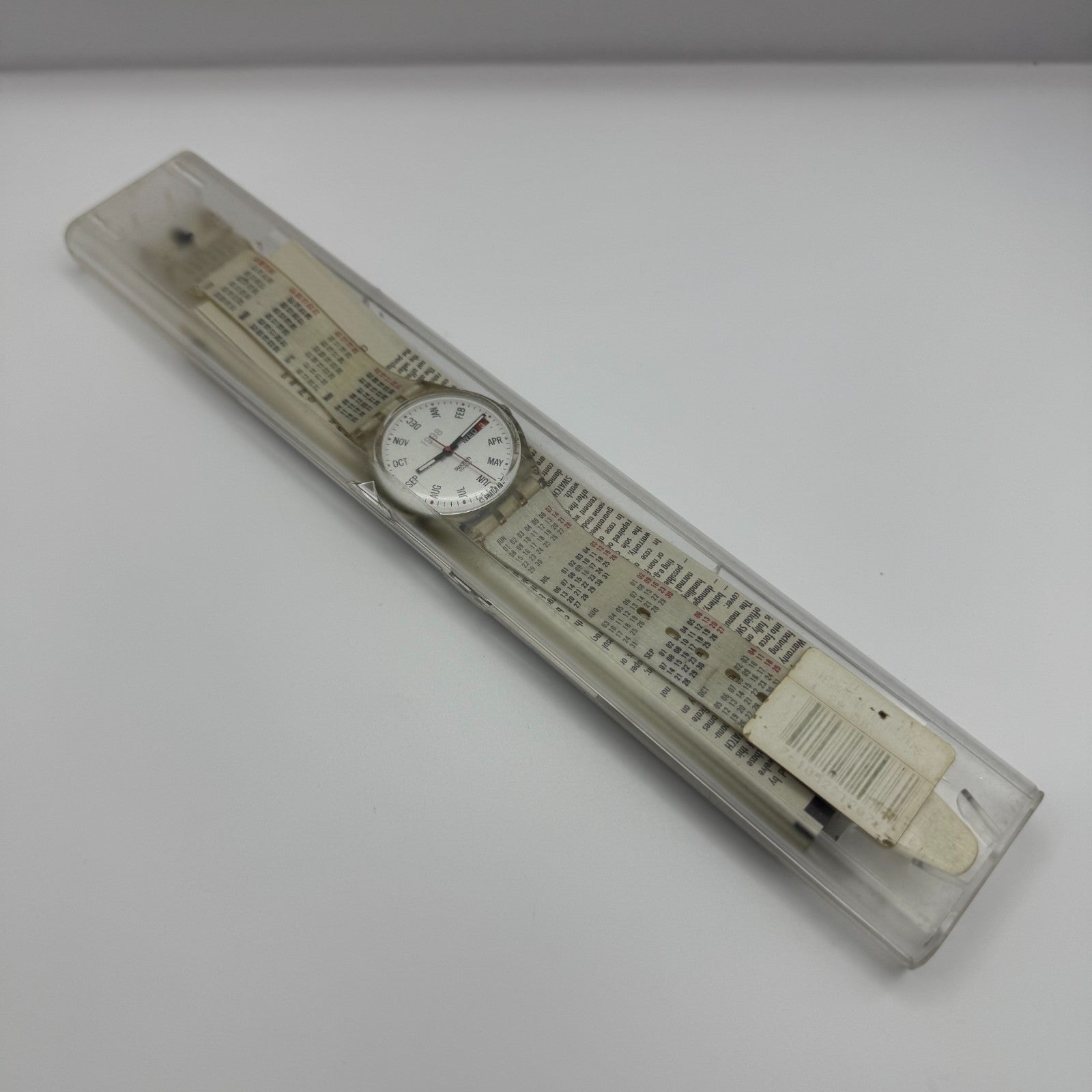 1998 Swatch Calendarium GK726 Quartz Watch Date White Dial Swiss + Box 33mm