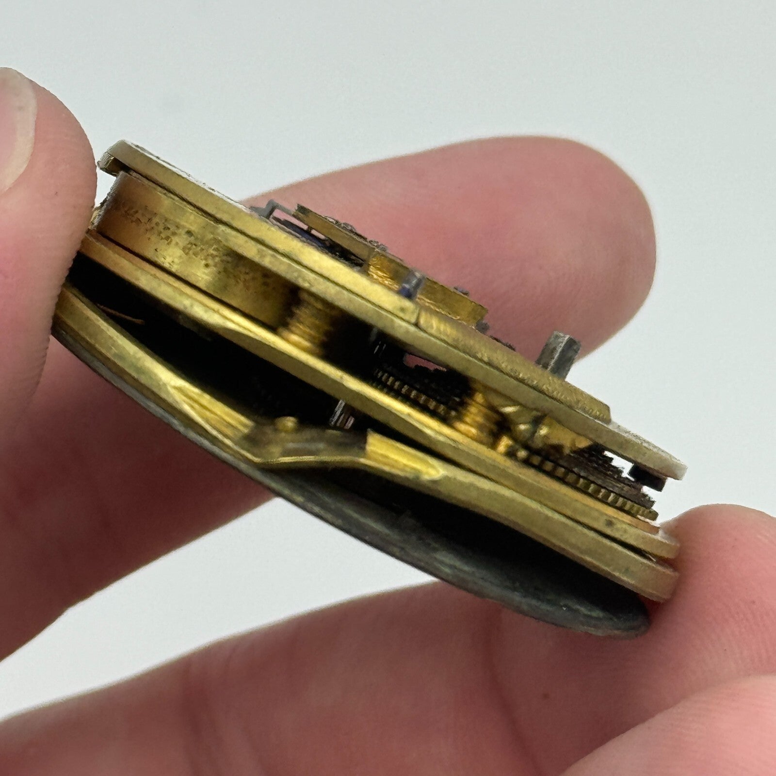 44.3mm Antique Unidentified Fusee Balance Intact Pocket Watch Movement PARTS