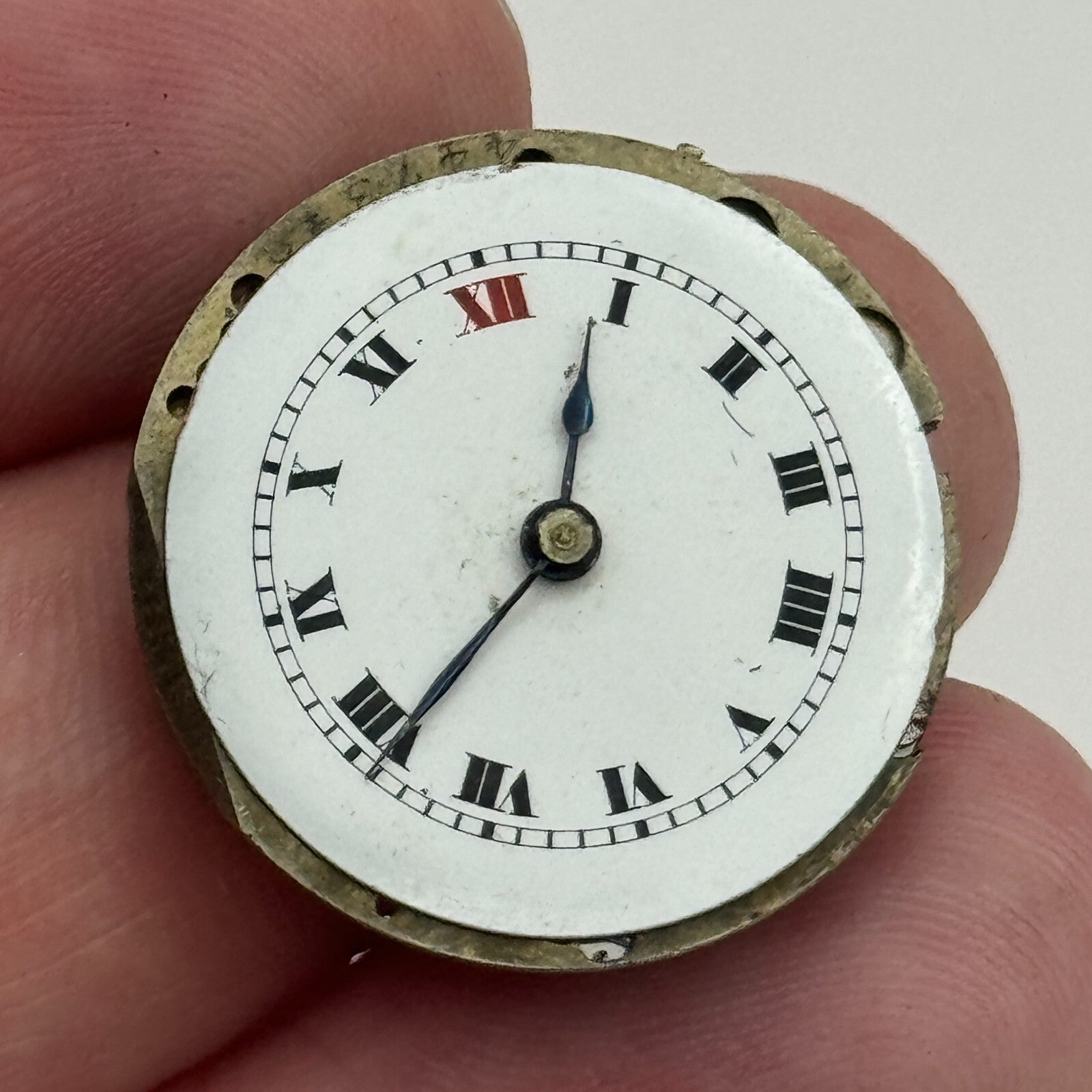 24.3mm Unidentified Roman Numerals Swiss Trench Watch Movement Manual Wind PARTS