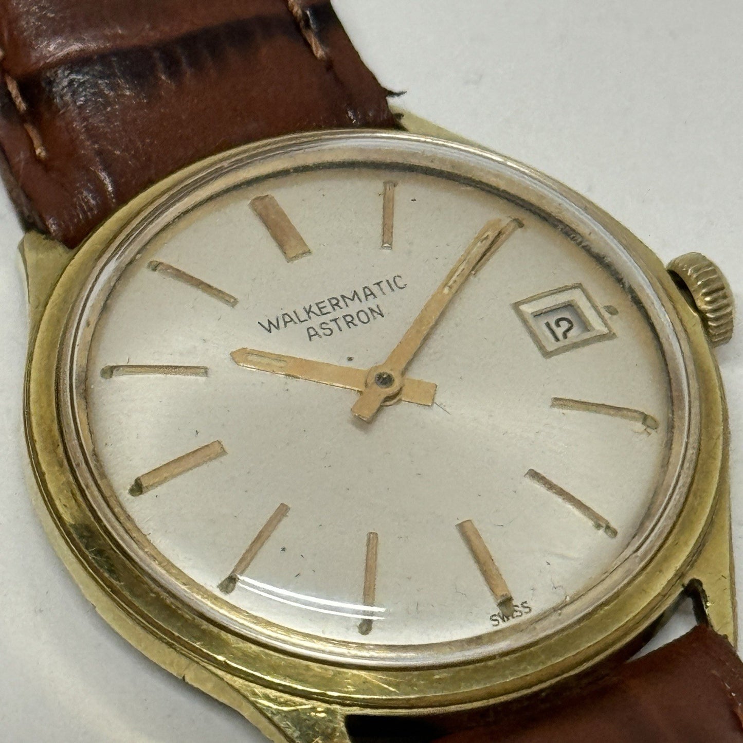 34mm Mens Walkermatic Astron ETA 2472 Automatic Vintage Watch Running To Service
