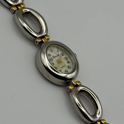 Carvel Ladies Quartz Watch MOP Oval Dial Silver Gold Tone Bracelet Working 19mm