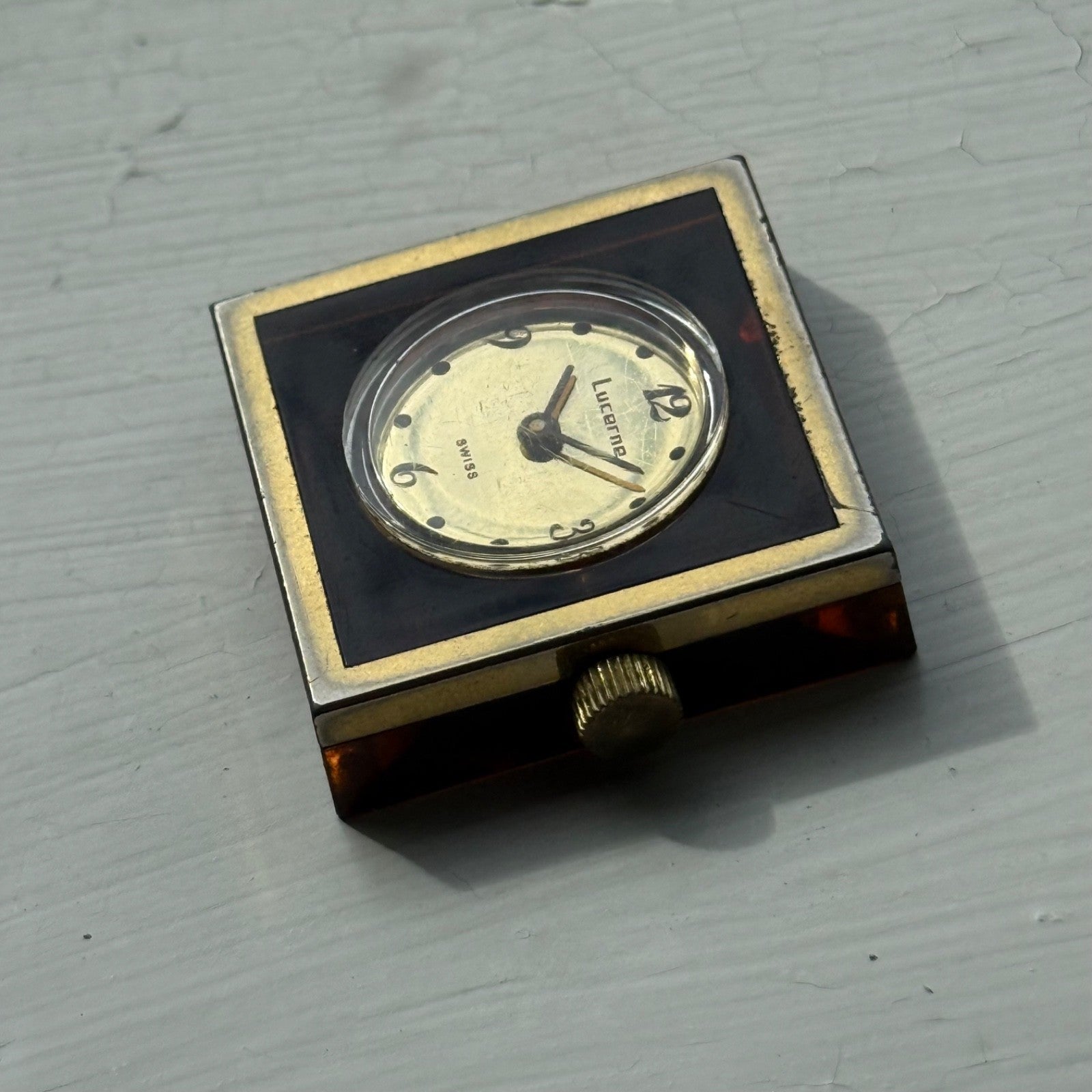 32mm Vintage Square Lucerne Acrylic Case EB 8461 Manual Wind Swiss Watch - PARTS